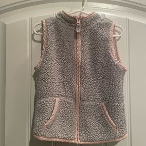 Carter's Light Gray Sherpa Vest with Blush Pink Heart Accent